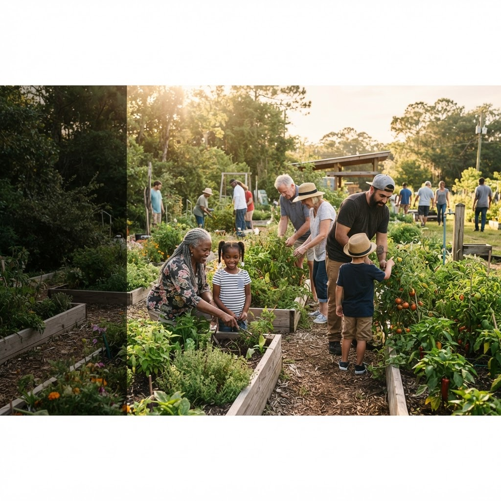 A multigenerational community gathering outdoors